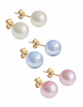Set de broqueles Zvezda Éclair con acabado baño de oro perla de cristal