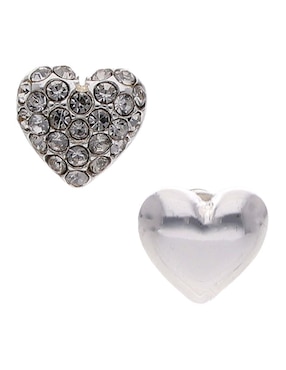 Set de aretes de corazón Nine West Duo Ears acabado pavé
