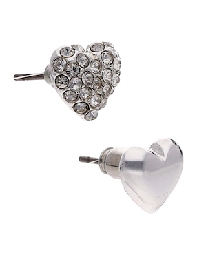 Set de aretes de corazón Nine West Duo Ears acabado pavé