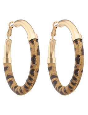 Arracadas Nine West Leather Animal con acabado brillante