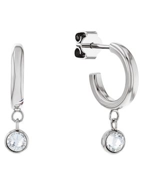 Set de aretes Tommy Hilfiger con acabado brillante cristal