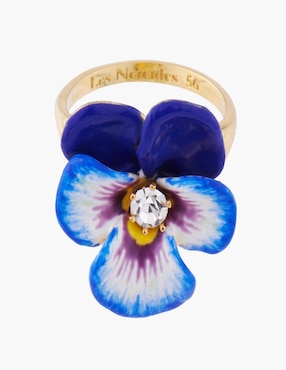Anillo de flor Les Néréides Mil pensamientos cristal esmaltado