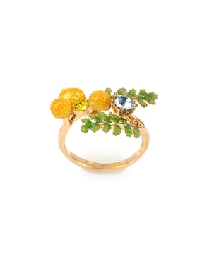 Anillo de flor Les Néréides Jardins de Provence cristal con acabado baño de oro
