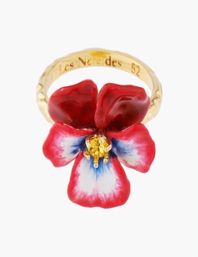Anillo de flor Les Néréides Mil pensamientos cristal esmaltado