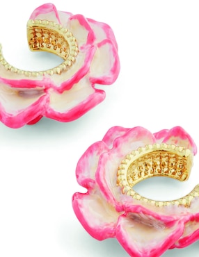 Aretes de aro de flor Les Néréides Reina de las Flores con acabado baño de oro