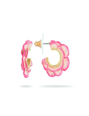 Aretes de aro de flor Les Néréides Reina de las Flores con acabado baño de oro