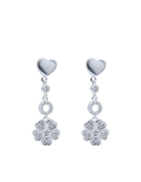 Aretes de corazón Bijoux Fp de plata P 925 con acabado pulido zirconia