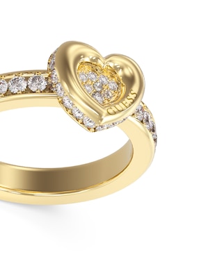 Anillo de corazón Guess Love circonita pavé