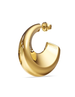 Aretes cortos de forma redonda Guess Berbera de acero inoxidable con acabado brillante