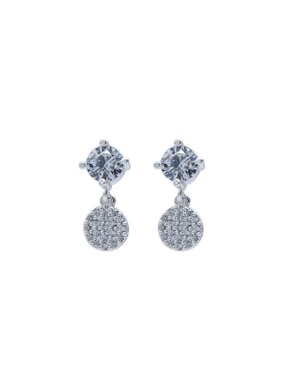 Aretes cortos circulares Bijoux FP de plata P 925 con acabado pulido zirconia