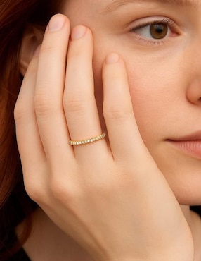 Anillo multi gemas circular Joyería M De Leon 14 k de oro amarillo zirconia pulido