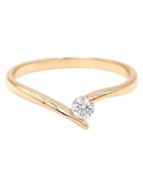 Anillo con gema circular Joyería M De Leon 14 k de oro amarillo zirconia pulido