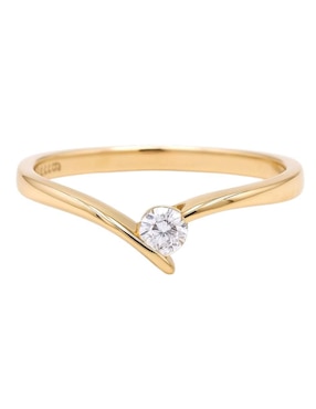 Anillo con gema circular Joyería M De Leon 14 k de oro amarillo zirconia pulido