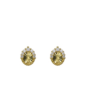 Broqueles Artre Virgen de plata P925 con acabado pavé zirconia