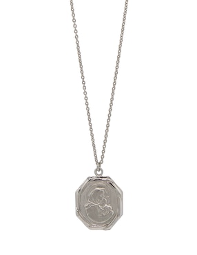 Collar con dije octagonal Artre Virgen Niño de plata P 925