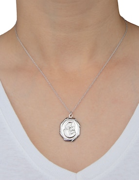 Collar con dije octagonal Artre Virgen Niño de plata P 925