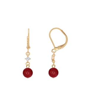 Aretes largos Emanuel Ungaro Jade Rojo con acabado pulido jade