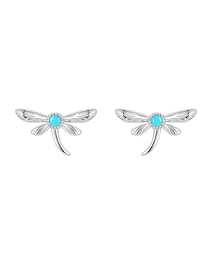 Broqueles de libélula Ame Jewelry Glam Pop de plata P925 con acabado baño rodio turquesa
