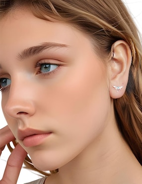 Broqueles de libélula Ame Jewelry Glam Pop de plata P925 con acabado baño rodio turquesa