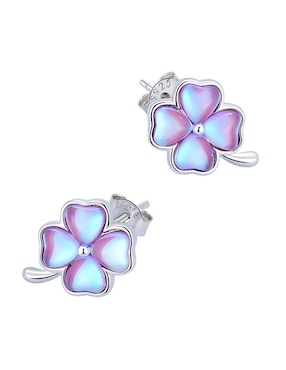 Broqueles de trébol Ame Jewelry Glam Pop de plata P925 con acabado baño rodio cristal