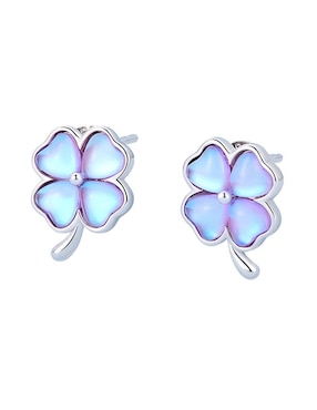 Broqueles de trébol Ame Jewelry Glam Pop de plata P925 con acabado baño rodio cristal