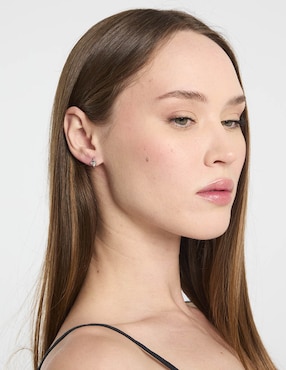 Aretes huggies de flor Kate Spade de plata P 925 con acabado brillante