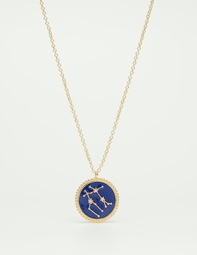 Collar con dije de signo zodiacal Les Néréides Géminis de baño de oro 18 K