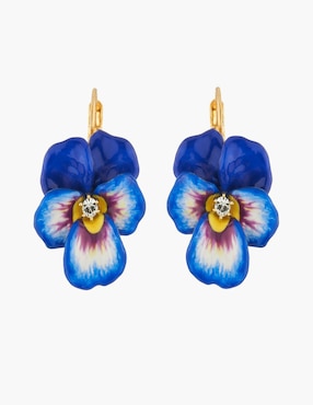 Aros de flor Les Néréides Mil Pensamientoscon acabado Esmaltado Cristal