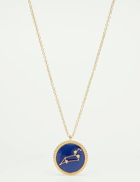 Collar con dije de signo zodiacal Les Néréides Constelación Leo de baño de oro 18 K