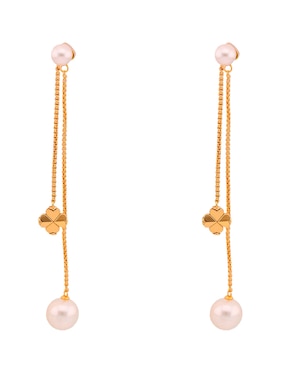Aretes largos Kate Spade con acabado brillante perla