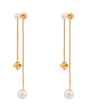 Aretes largos Kate Spade con acabado brillante perla