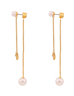 Aretes largos Kate Spade con acabado brillante perla