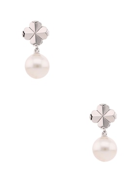 Aretes cortos Kate Spade de zirconia con acabado pulido perla de resina de urea