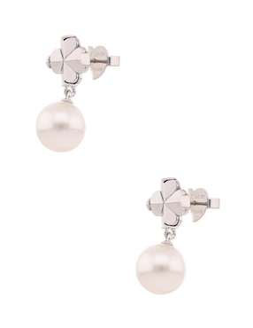 Aretes cortos Kate Spade de zirconia con acabado pulido perla de resina de urea