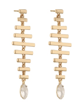 Aretes largos de escalera Nine West Sticks and Stones con acabado brillante