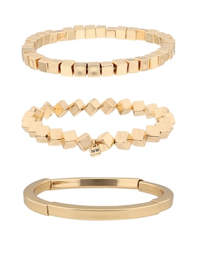 Pulsera Nine West Gold Cubes con acabado brillante