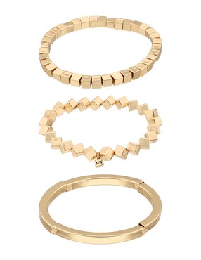 Pulsera Nine West Gold Cubes con acabado brillante
