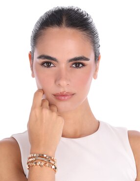 Pulsera Nine West Gold Cubes con acabado brillante