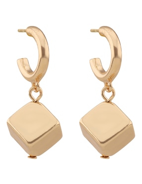 Aretes huggies Nine West Gold Cubes con acabado brillante