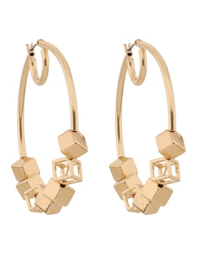 Arracadas Nine West Gold Cubes con acabado billante