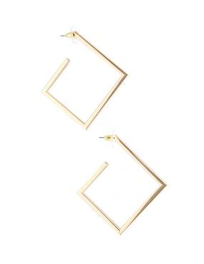 Aretes largos Nine West Gold Cubes con acabado brillante