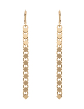 Aretes largos Nine West Gold Cubes con acabado brillante