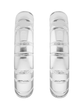 Aretes de aro Nine West Cyber Silver con acabado brillante