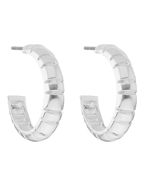 Aretes de aro Nine West Cyber Silver con acabado brillante