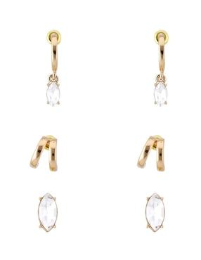 Set de aretes cortos Nine West Sticks and Stones con acabado brillante