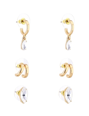 Set de aretes cortos Nine West Sticks and Stones con acabado brillante
