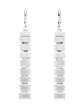Aretes largos Nine West Cyber Silver con acabado brillante