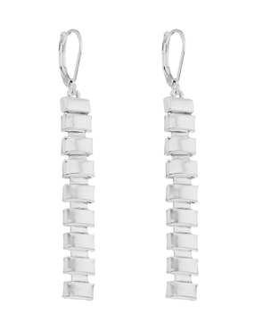 Aretes largos Nine West Cyber Silver con acabado brillante