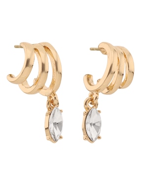 Aretes huggies Nine West Sticks and Stones con acabado brillante