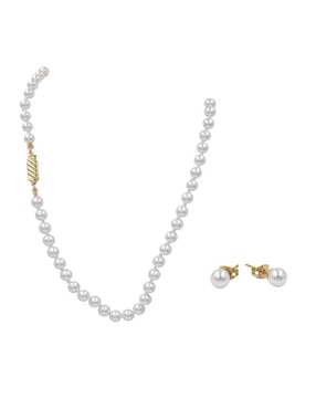 Aretes y collar Arette Perla de mallorca perla